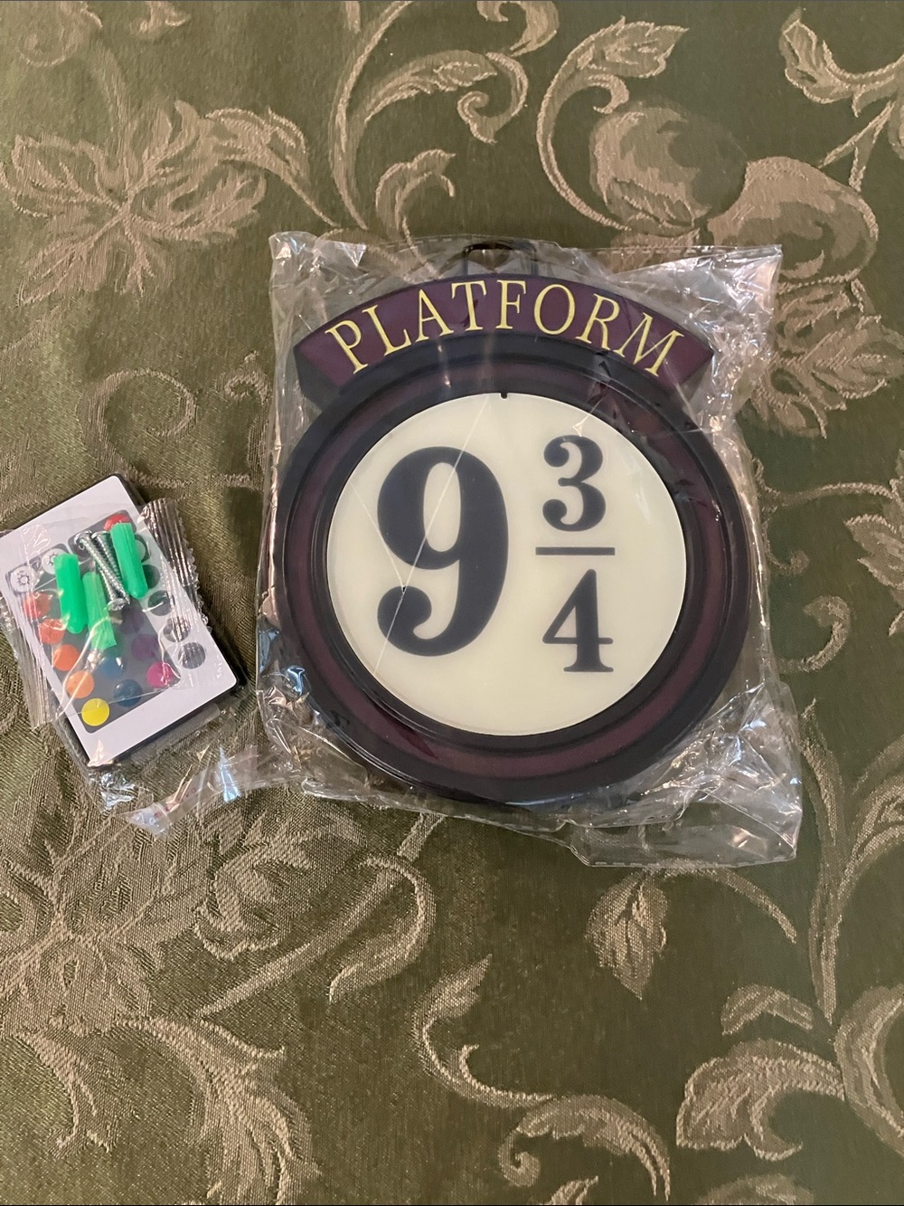Platform 9 3/4 Decorative Wall Plaque - Cream and Black with Gold Lettering